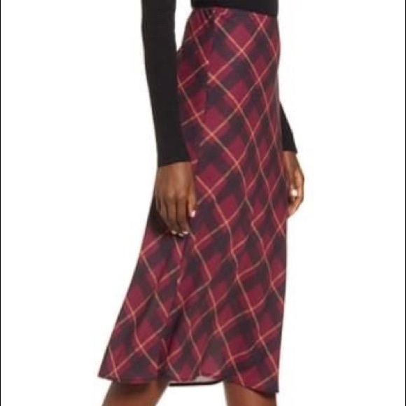 Plaid Midi Slip Skirt - Picture 2 of 12